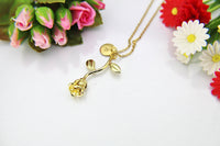 Mother's Day Gift, Rose Necklace, Gold Rose Charm Necklace, Rose Necklace, Gardening Gift, Personalized Gift, Gift Girlfriends, N43