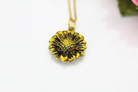 Sunflower Necklace, Gold Sunflower Charm, Flower Charm, Gardener Gifts, Gardening Gifts, Personalized Gift, Best Friend Gift, N36