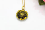 Sunflower Necklace, Gold Sunflower Charm, Flower Charm, Gardener Gifts, Gardening Gifts, Personalized Gift, Best Friend Gift, N36