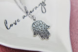 Hamsa Necklace, Silver Hamsa Charm, Hamsa Hand Charms, Palm Charm, Palm Necklace, Kabbalah Necklace, Protective Gift, Personalized Gift, N58