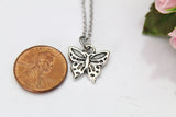 Butterfly Necklace, Silver Butterfly Charm, Insect Charm, Bug Charm, Mother Daughter Gift, Gardening Gift, Personalized Gift, N130