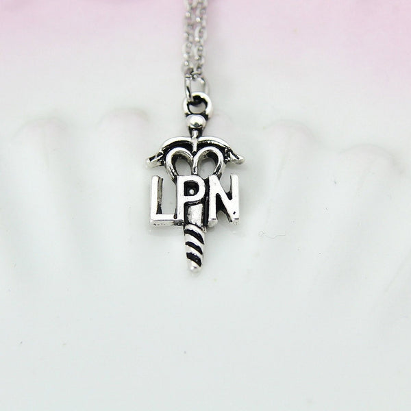 LPN Charm Necklace, Nurse Necklace, Silver LPN Charm, Licensed Practical Nurse Charm, Nurse Gift, Graduation Gift, Personalized Gift, N208
