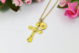 Gold Jesus Cross Charm Necklace, Jesus Cross Charm, Crucifix Cross Charm Necklace, Crucifix Cross Charm, Personalized Gift, N441