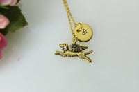 Dog Angel Necklace, Gold Dog Angel Charm, Angel Dog Charm, Flying Dog Charm, Dog Wing Charm, Dog Charm, Pet Gift, Personalized Gift, N445