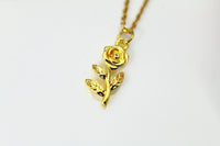 Gold Rose Charm Necklace, June Birth Month Flower Jewelry, June Birthday Jewelry Gift,, N664