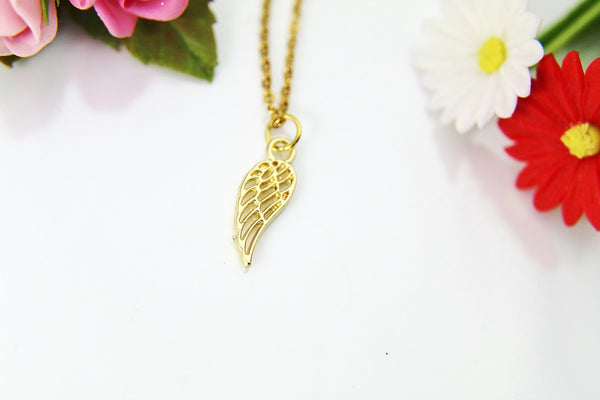 Gold Guardian Angel Wing Charm Necklace, Guardian Angel Wing Charm, Angel Wing Charm, Angel Jewelry, Personalized Gift, Christmas Gift, N666