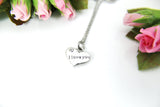 Silver I love you Charm Necklace, I love you Charm, Heart Charm Necklace, Personalized Christmas Gift, N732