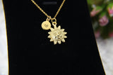 Gold Sun Necklace, Sunburst Charm, Sun Charm, Sunburst Charm, Sunshine Jewelry Gift, Personalized Gift, Christmas Gift, New Year Gift, N340