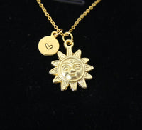 Gold Sun Necklace, Sunburst Charm, Sun Charm, Sunburst Charm, Sunshine Jewelry Gift, Personalized Gift, Christmas Gift, New Year Gift, N340