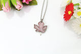 Silver Maple Leaf Necklace, Maple Leaf Charm Necklace, Maple Leaf Charm, Fall Autumn Jewelry Gift, Personalized Christmas Gift, N842