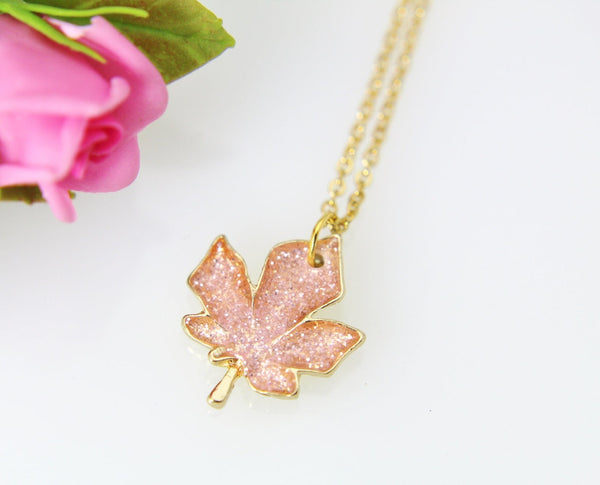 Maple Leaf Necklace, Gold Maple Leaf Charm Necklace, Maple Leaf Charm, Leaf Charm, Fall Jewelry, Autumn Jewelry Gift, Christmas Gift, N396