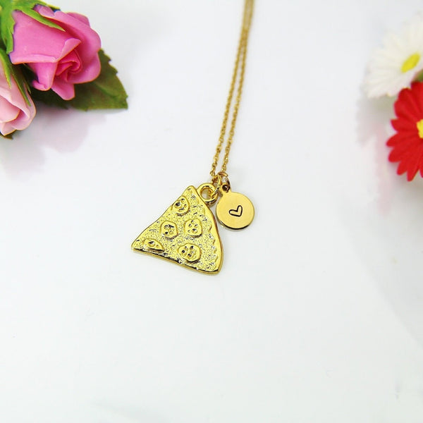 Pizza Necklace, Gold Pizza Charm Necklace, Pizza Slice Charm, Pizza Pie Charm, Food Charm, Foodie Gift, Personalized Christmas Gift, N849