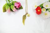 Gold Guardian Angel Wing Charm Necklace, Angel Wing Charm, Personalized Christmas Gift, N864