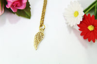Gold Guardian Angel Wing Charm Necklace, Guardian Angel Wing Charm, Angel Wing Charm, Angel Jewelry, Personalized Gift, Christmas Gift, N666