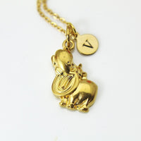 Gold Hippopotamus Charm Necklace, Animal Charm, Personalized Christmas Gift, N859