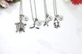 Tortoise Charm Necklace, Ocean Beach Charm Necklace, Mermaid Tail Charm Necklace, Starfish Charm Necklace, Octopus Charm Necklace, N862