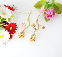 Gold Rose Earrings, June Birth Month Flower Jewelry, June Birthday Jewelry Gift, N1081