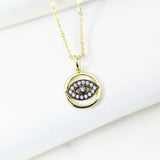 Evil Eye Necklace, Gold Black Evil Eye Necklace, CZ Diamond Gift, Sister Gift, Dainty Necklace, Delicate Minimal, Girl Gift, Woman Gift G026