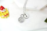 Peace Necklace, Peace Sign Charm, Real Platinum Peace Pendant, CZ Diamond Jewelry, Personalized Gift, S022