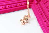 Rose Gold Eagle Necklace, Hawk Charm, Bird Charm, Animal Charm, Patriotic Gift, Dainty Necklace, N348