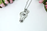 Gold or Silver Light Bulb Charm Necklace, Light Bulb Charm, Personalized Gift