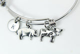 Cow Bracelet, Pig Bracelet, Cow Charm, Pig Charm, Farm Animal Charm, Farmer Gift, 4H Charm, 4 H Gift,  4H Club Gift, Farmer Bracelet, N1100