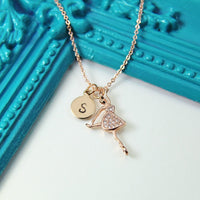 Best Christmas Gift Ballerina Necklace, Ballet Dance Charm, Rose Gold Necklace, Fantasy Gift, Dainty, Personalized Gift, N344