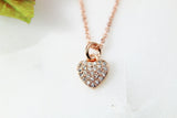 Rose Gold Heart Necklace, Tiny Rose Gold Heart Cubic Zirconia Jewelry, Dainty Necklace, Delicate Jewelry, Minimal Necklace, RG062