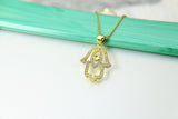 Gold Hamsa Necklace, Hamsa Charm, Dainty Necklace, Mom Gift, Girlfriend Gift, Sister Gift, G264
