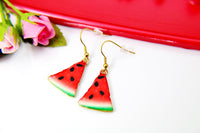 Red Watermelon Earrings, Gold Watermelon Earrings, Summer Earrings, Food Charm Fruit Charm, N1356