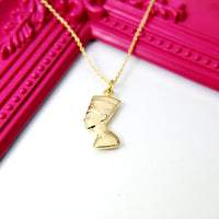 Best Christmas Gift Nefertiti Necklace, Gold Queen Nefertiti Egypt Gold Nefertiti Pendant, Necklace for Girlfriend, Gold Necklace, N1536