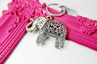Silver Elephant Charm Keychain, Luck Gift, N1540