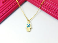 Gold Hamsa Evil Eye Charm Necklace, Hamsa Charm, Evil Eye Charm, Hamsa Hand Charm, Protective Gift, N1698