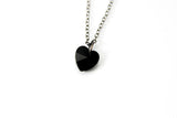 Halloween Black Heart Charm Necklace Gift, Heart Necklace, Heart Jewelry Gift, N2093