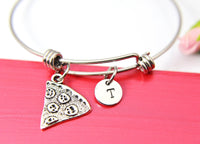 Pizza Bracelet, Silver Pizza Slice Charm Bracelet, Best Friends Gift, Personalized Gift, N2136