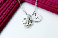 Silver Scale of Justice Charm Necklace, Best Birthday Christmas Graduation Unique Gift for Lawyer Law School Paralegal Judge Libra, N1994