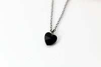 Halloween Black Heart Charm Necklace Gift, Heart Necklace, Heart Jewelry Gift, N2093