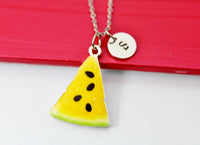 Silver Yellow Watermelon Charm Necklace, Watermelon Jewelry, Watermelon Charm, Food Fruit  Necklace, Personalized Gift, N2099