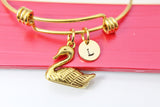 Gold Swan Charm Bracelet, Personalized Gift, N2163
