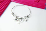 Silver Dolphin Charm Bracelet, Stainless Steel Bracelet, Personalized Jewelry, N2257