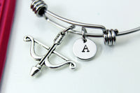 Silver Crossbow Charm Bracelet,  Bow Arrow Charm, Sagittarius Bracelet, Zodiac Jewelry, Archery Sports Charm, Personalized Gift, N2151