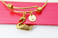 Gold Swan Charm Bracelet, Personalized Gift, N2163