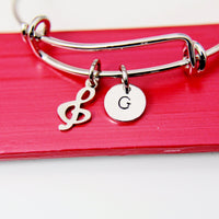 Music Melody Treble Clef Charm Bracelet, Silver Music Note Charm, Melody Charm, Music Gift, Personalized Gift, N2212