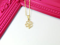 Gold Clover Charm Necklace, Shamrock Necklace, Personalized Customized Necklace, N2589
