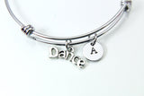 Silver Dance Charm Bracelet, Dancer Gifts, Ballet Dance Charm, Ballerina Gifts, Personalized Custom Monogram, N2602