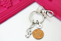 Silver Music Melody Treble Clef Keychain, Silver Music Note Charm, Personalized Keychain, N2669