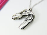 Halloween Dinosaur Skull Necklace, Dinosaur Necklace, T Rex Skull Charm, Skeleton Charm, Dinosaur Jewelry, Personalized Gift, N2723