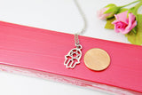 Silver Hamsa Star of David Charm Necklace, Hamsa Star of David  Jewelry, Protective Gift, Personalized Gift, N2735