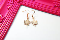 Rose Gold Maple Leaf Charm Earrings, Maple Leaf Charm, Natural Jewelry,  N2771