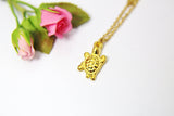 Gold Turtle Charm Necklace, Tortoise Charm Necklace, Personalized Customized Necklace, N2654